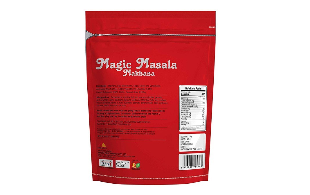 Nakodas Freshly Roasted Magic Masala Makhana   Pack  75 grams